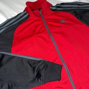 Adidas M Vintage Red Track Jacket with Black Sleeves